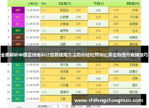 足球比赛中的秘密武器，如何正确使用和解读足彩计算器足球计算器怎么看的懂